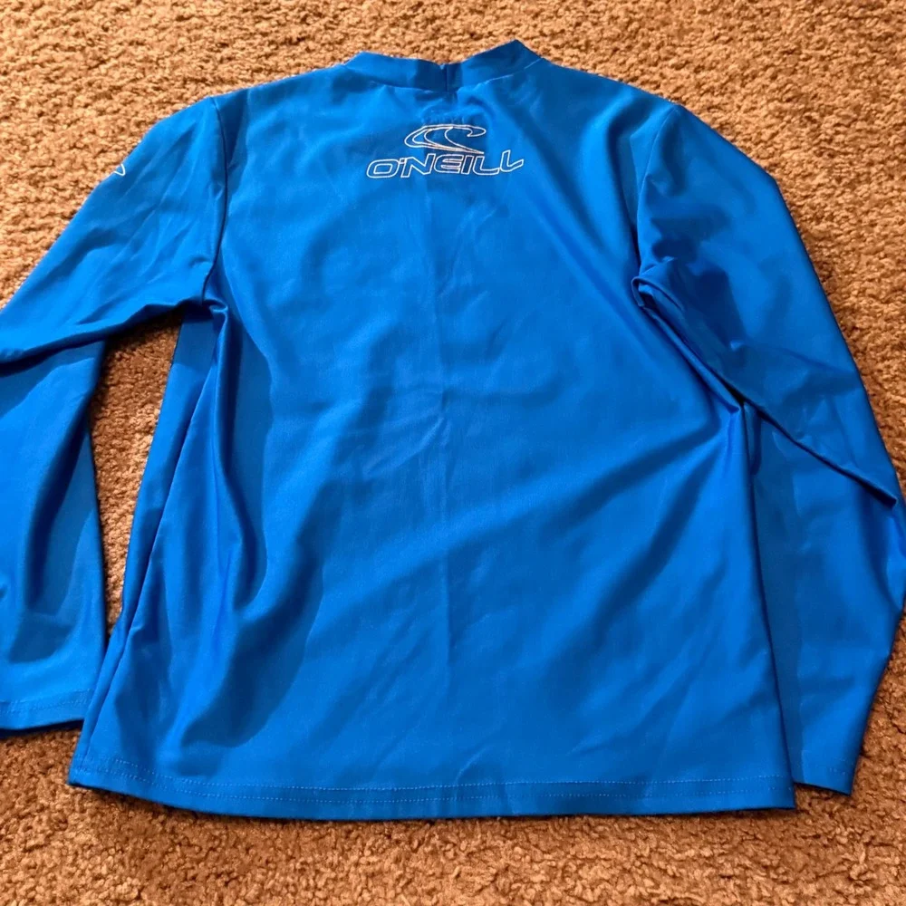 ONeill Kids Blue Long Sleeve Rash Guard Slim Fit UPF 50+ Swim Shirt Size 8